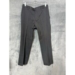Next Men’s Dress Pants 30S Charcoal Pinstripe Flat Front Zip Fly Gray Trousers